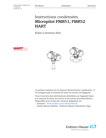 Endres+Hauser Micropilot FMR51, FMR52 HART Brief Manuel utilisateur | Fixfr