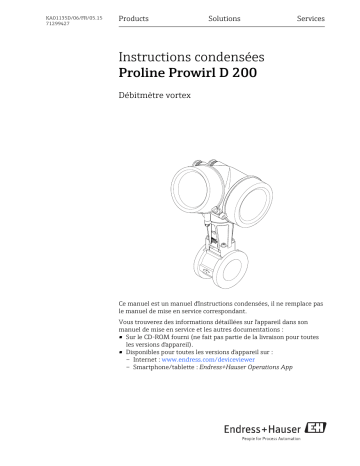 Endres+Hauser Proline Prowirl D 200 Brief Manuel utilisateur | Fixfr