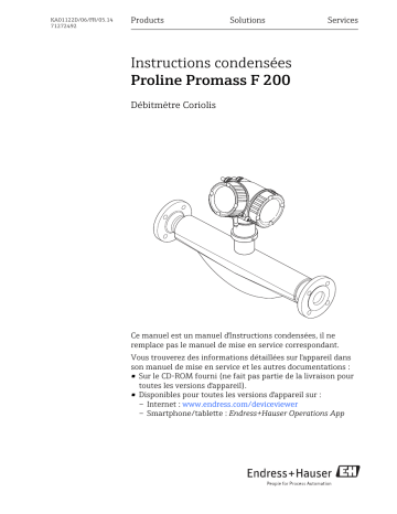 Endres+Hauser Proline Promass F 200 Brief Manuel utilisateur | Fixfr