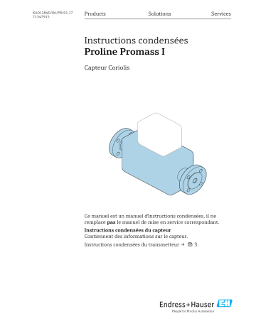 Endres+Hauser Proline Promass I Brief Manuel utilisateur | Fixfr
