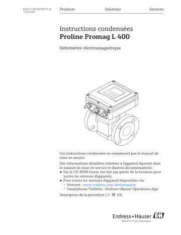 Endres+Hauser Proline Promag L 400 Brief Manuel utilisateur | Fixfr