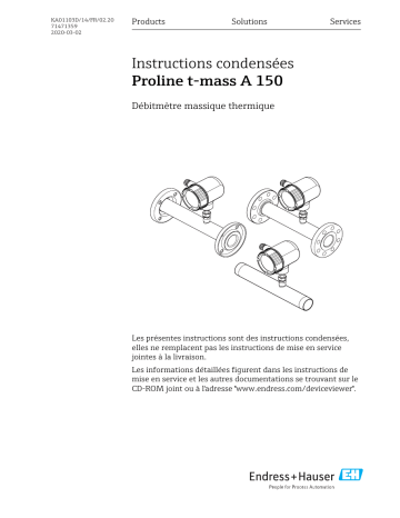 Endres+Hauser Proline t-mass A 150 Manuel utilisateur | Fixfr
