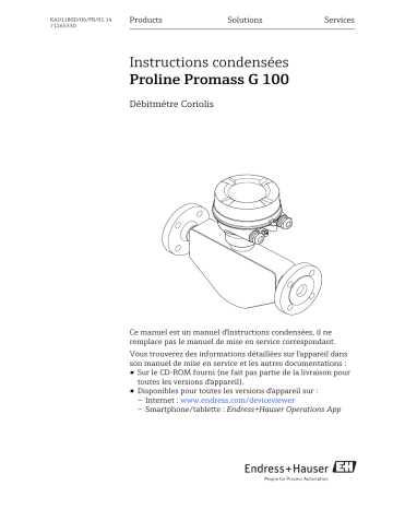 Endres+Hauser Proline Promass G 100 Brief Manuel utilisateur | Fixfr