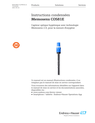 Endres+Hauser Memosens COS81E Manuel utilisateur | Fixfr
