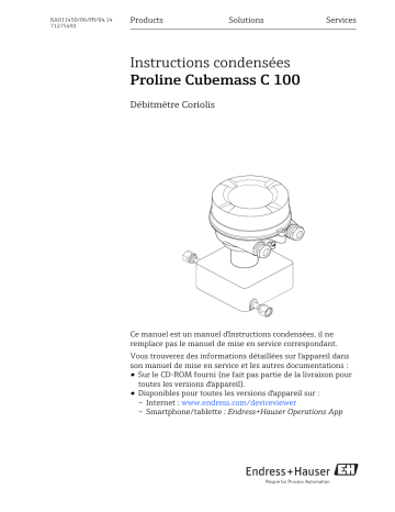 Endres+Hauser Proline Cubemass C 100 Brief Manuel utilisateur | Fixfr