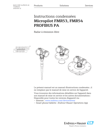 Endres+Hauser Micropilot FMR53, FMR54 PROFIBUS PA Brief Manuel utilisateur | Fixfr