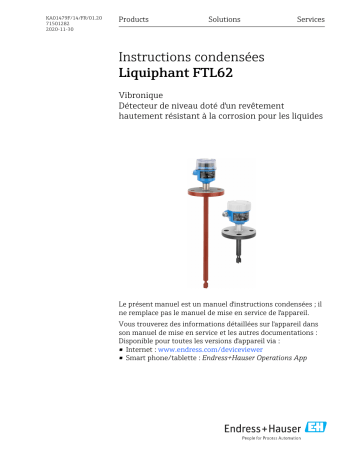 Endres+Hauser Liquiphant FTL62 Manuel utilisateur | Fixfr