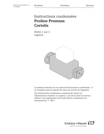 Endres+Hauser Proline Promass Brief Manuel utilisateur | Fixfr