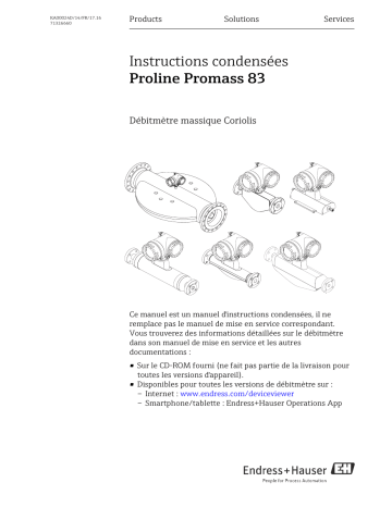 Endres+Hauser Proline Promass 83 Brief Manuel utilisateur | Fixfr