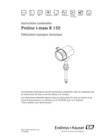 Endres+Hauser Proline t-mass B 150 Brief Manuel utilisateur | Fixfr