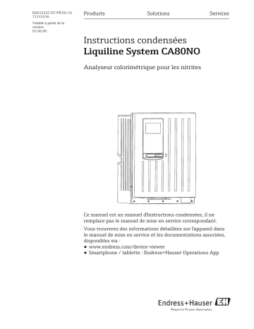 Endres+Hauser Liquiline System CA80NO Manuel utilisateur | Fixfr