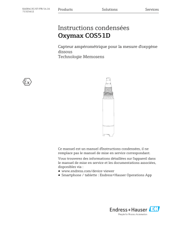 Endres+Hauser Oxymax COS51D Brief Manuel utilisateur | Fixfr