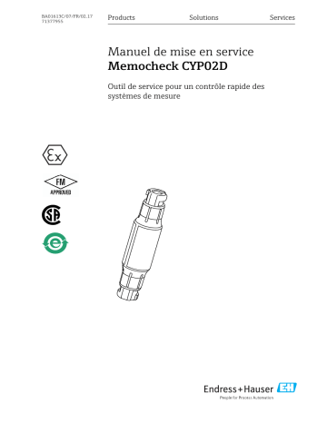 Endres+Hauser Memocheck CYP02D Mode d'emploi | Fixfr