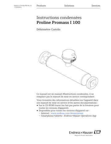 Endres+Hauser Proline Promass I 100 Brief Manuel utilisateur | Fixfr