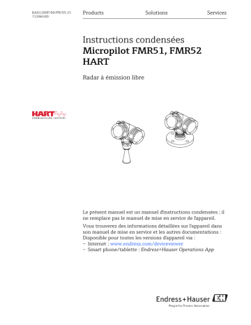 Endres+Hauser Micropilot FMR51, FMR52 HART Brief Manuel utilisateur | Fixfr