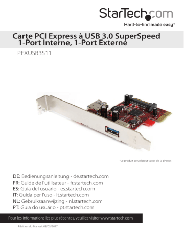 StarTech.com PEXUSB3S11 2 port PCI Express SuperSpeed USB 3.0 Card Manuel du propriétaire | Fixfr
