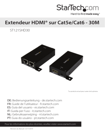 StarTech.com ST121SHD30 HDMI over Dual CAT5 Extender Manuel du propriétaire | Fixfr