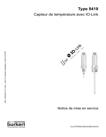 Burkert 8418 RTD temperature sensor Manuel utilisateur | Fixfr