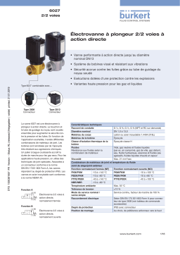 Burkert 6027 Direct-acting 2/2 way plunger valve Fiche technique
