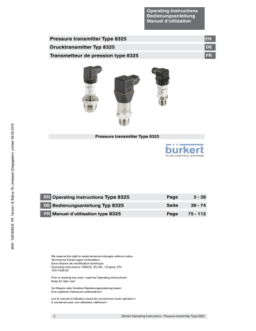 Burkert 8325 Pressure transmitter Manuel utilisateur | Fixfr