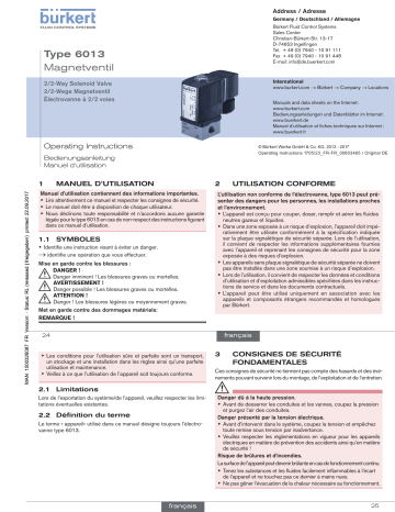 Burkert 6013 Plunger valve 2/2 way direct-acting Manuel utilisateur | Fixfr