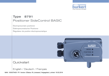 Burkert 8791 Digital electropneumatic Positioner SideControl Manuel utilisateur | Fixfr