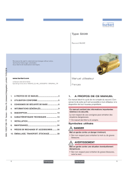 Burkert S039 Inline sensor-fitting Manuel utilisateur