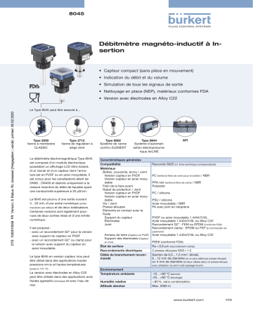 Burkert 8045 Insertion magnetic inductive flowmeter Fiche technique | Fixfr
