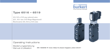 6516 | 6519 | 6517 | Burkert 6518 Servo-assisted 3/2 way Solenoid Valve Manuel utilisateur | Fixfr