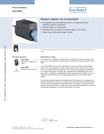 MS03 | Burkert 8905 Online Analysis System Fiche technique | Fixfr