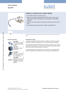 Burkert 8031 Paddle-wheel sensor Fiche technique