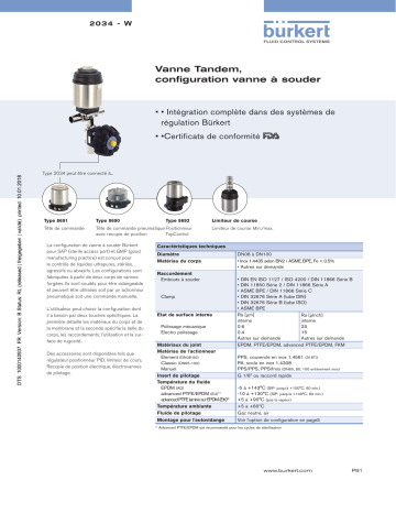 Burkert 2034 Multifunction block and weld solution Fiche technique | Fixfr