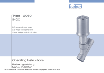 Burkert 2060 Pneumatically operated 2/2-way angle seat valve Manuel utilisateur | Fixfr