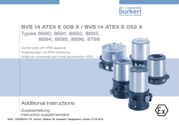 8692 | 8690 | 8691 | 8798 | 8696 | 8694 | 8695 | Burkert 8693 Digital electropneumatic process controller Manuel utilisateur | Fixfr