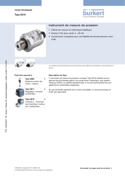 Burkert 8316 Pressure measuring device Fiche technique