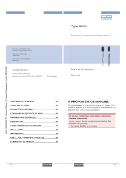 Burkert 8202 pH or redox potential transmitter Manuel utilisateur