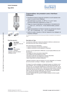 Burkert 8312 Pressure transmitter Fiche technique