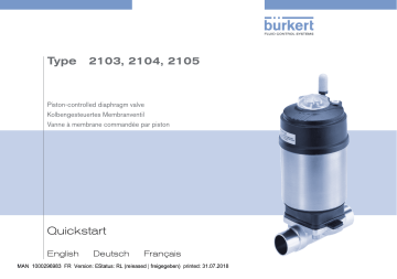 2104 | 2103 | Burkert 2105 Tank bottom diaphragm valve Manuel utilisateur | Fixfr
