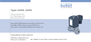 0256 | Burkert 0285 Direct-acting 2/2 way plunger valve Manuel utilisateur | Fixfr