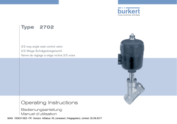 Burkert 2702 Manually operated 2-way angle seat control valve Manuel utilisateur | Fixfr