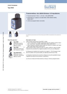 Burkert 8022 Flow transmitter / Pulse divider Fiche technique