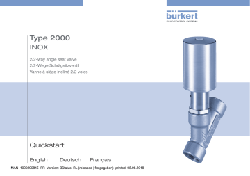 Burkert 2000 Pneumatically operated 2/2 way angle seat valve CLASSIC Manuel utilisateur | Fixfr