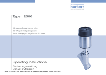 Burkert 2300 Pneumatically operated 2 way angle seat control valve ELEMENT Manuel utilisateur | Fixfr
