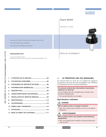 Burkert 8020 Insertion flowmeter Manuel utilisateur | Fixfr