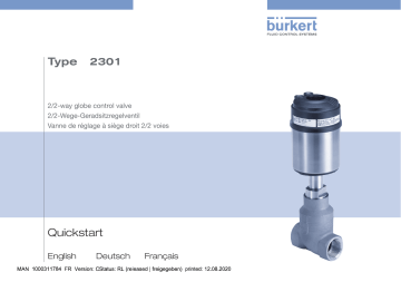 Burkert 2301 Pneumatically operated 2 way Globe Control Valve Manuel utilisateur | Fixfr