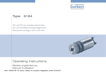 Burkert 6164 3/2 way pneumatic cartridge solenoid valve Manuel utilisateur | Fixfr