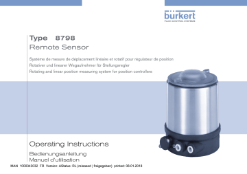 Burkert 8798 Remote sensor für pneumatically actuated process valves Manuel utilisateur | Fixfr