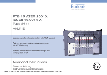 Burkert 8644 Remote Process Actuation Control System AirLINE Manuel utilisateur | Fixfr