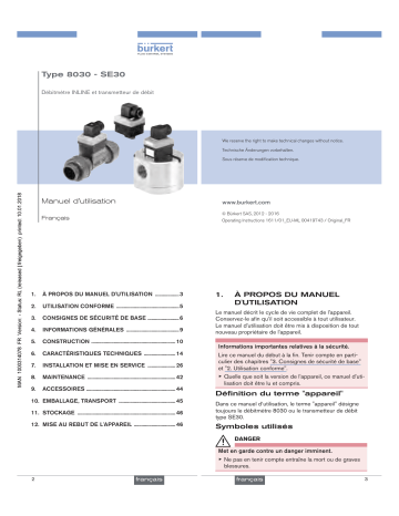 SE30 | Burkert 8030 Inline flowmeter Manuel utilisateur | Fixfr