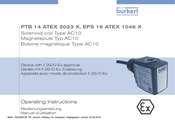 5404 | AC10 | 5420 | 6518 | 5413 | 5411 | 6240 | 6221 | 6519 | 6223 | 6013 | 6027 | 6213 | 6281 | Burkert 6014 Plunger valve 3/2 way direct-acting Manuel utilisateur | Fixfr